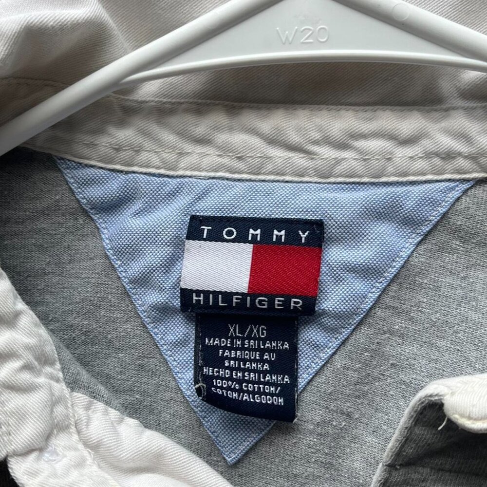Vintage 90s Tommy Hilfiger Gray Long Sleeve Button-Down Shirt XL – Collared - Picture 4 of 4